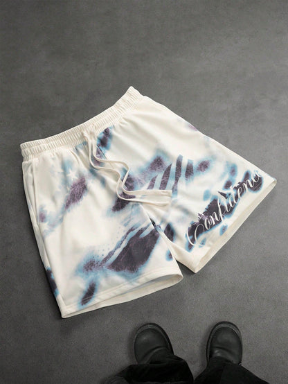 Men's Zebra Print Drawstring Summer Beach Shorts
