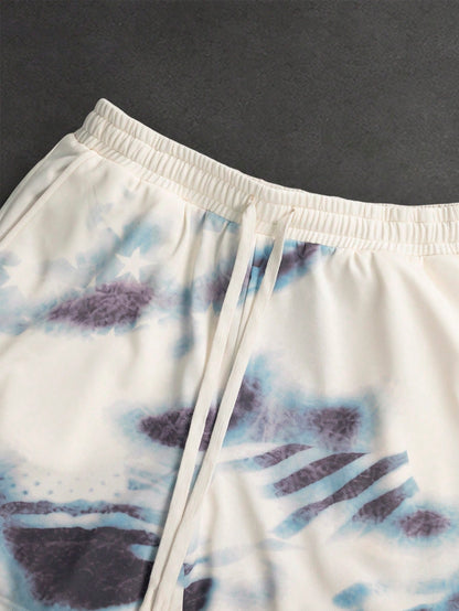 Men's Zebra Print Drawstring Summer Beach Shorts