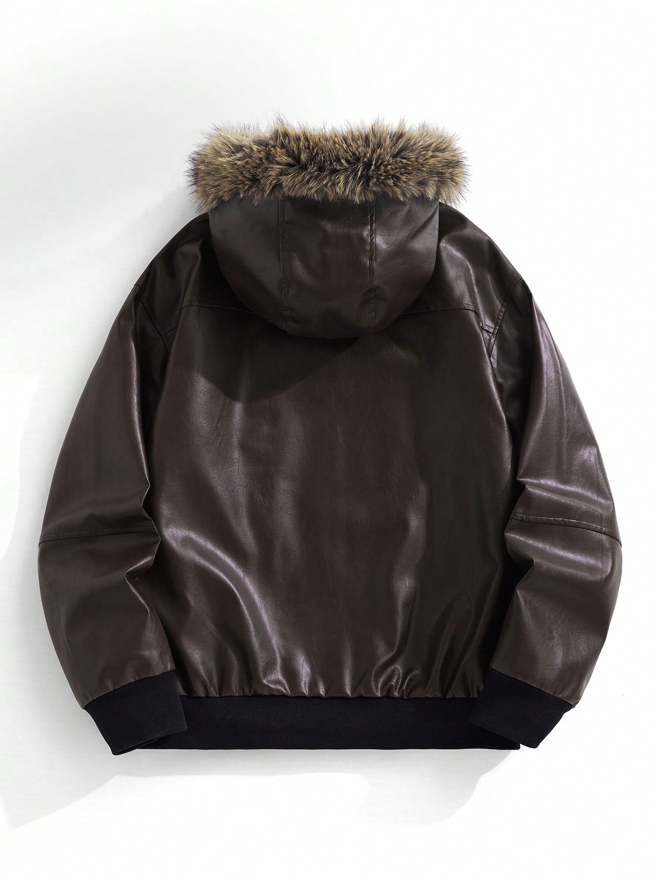 Men's PU Leather Gothic Embroidered Hooded Jacket