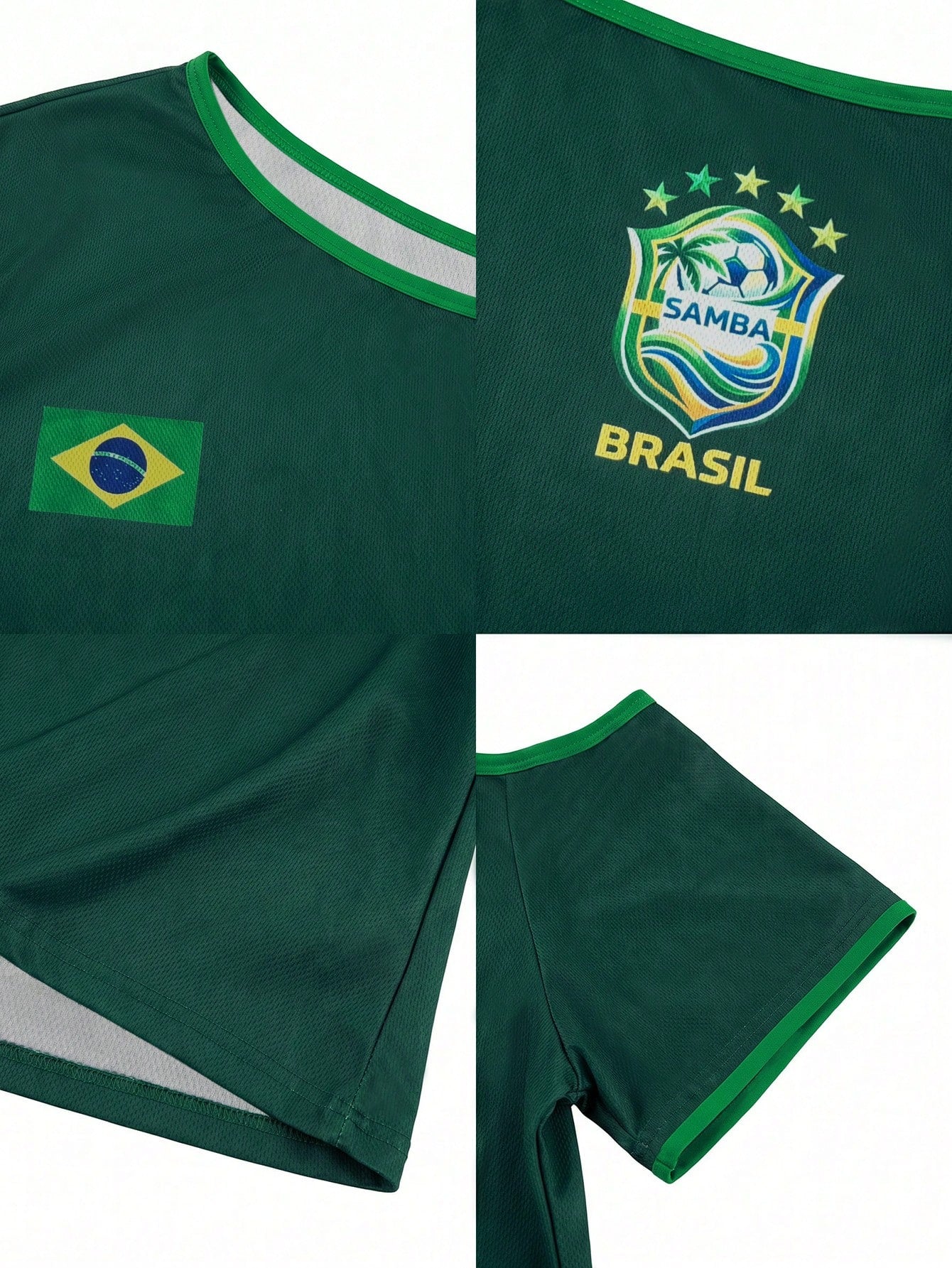 Women's Casual Brazil Mesh Soccer Jersey Blouse