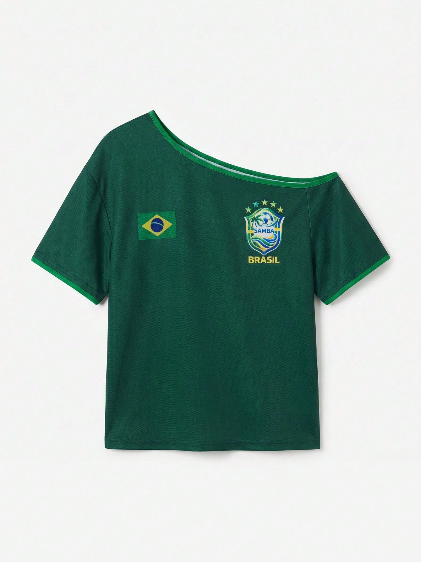 Women's Casual Brazil Mesh Soccer Jersey Blouse