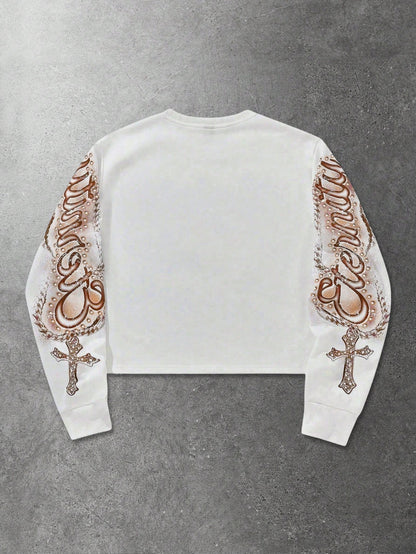 Men Minimalist Printed Long Sleeve Sweatshirt