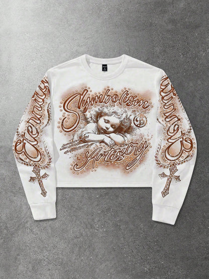 Men Minimalist Printed Long Sleeve Sweatshirt