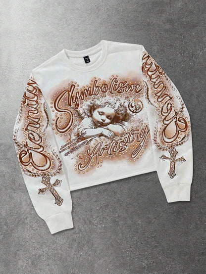Men Minimalist Printed Long Sleeve Sweatshirt