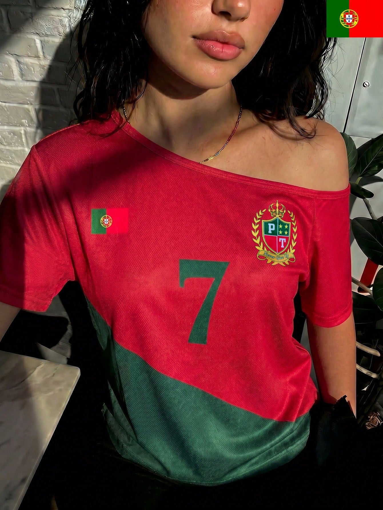 Women's Portuguese Asymmetric Mesh Hollow Out Tee