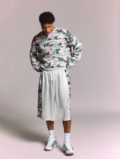Camo Waffle Knit Long Sleeve Crew Neck Tee