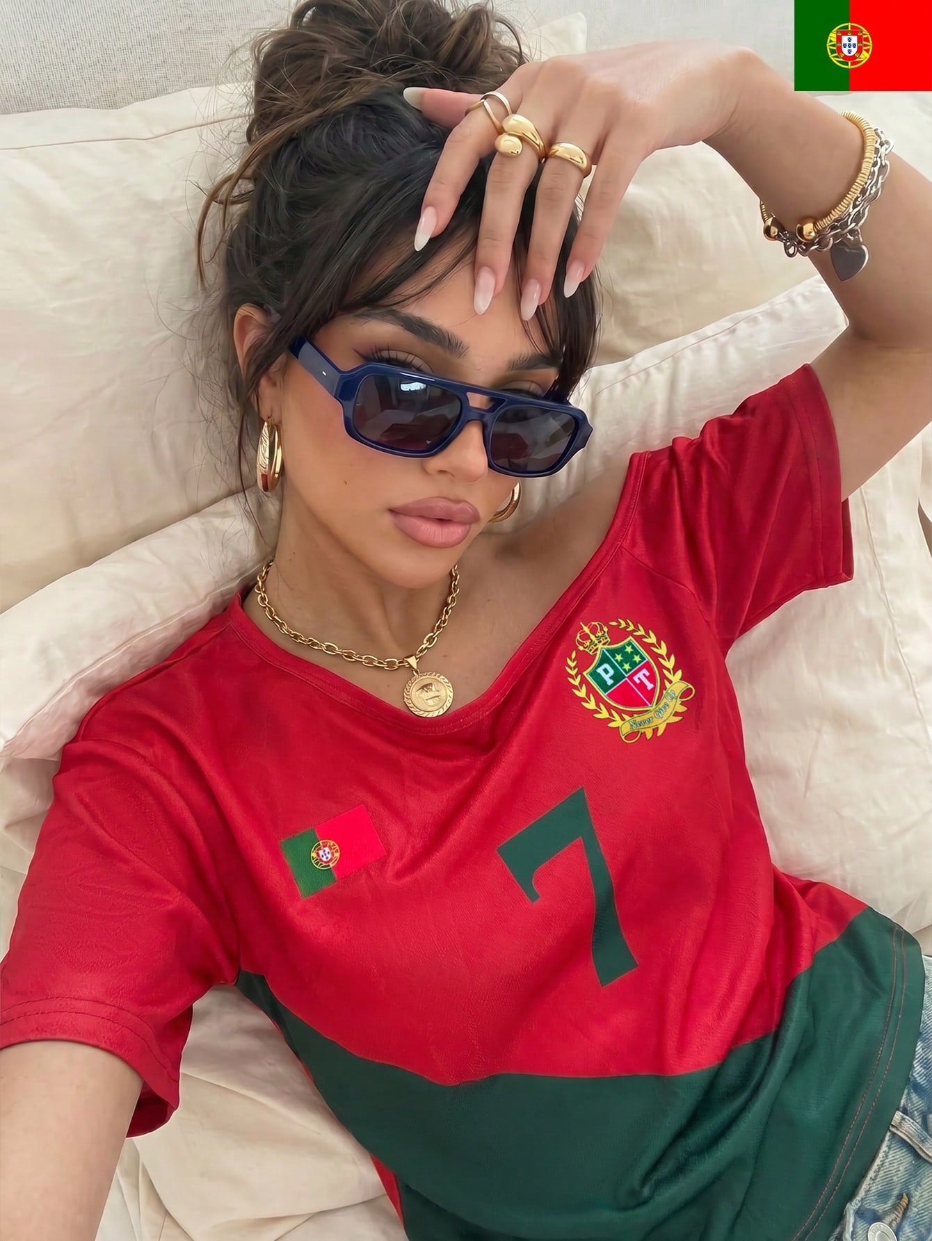 Women's Portuguese Asymmetric Mesh Hollow Out Tee