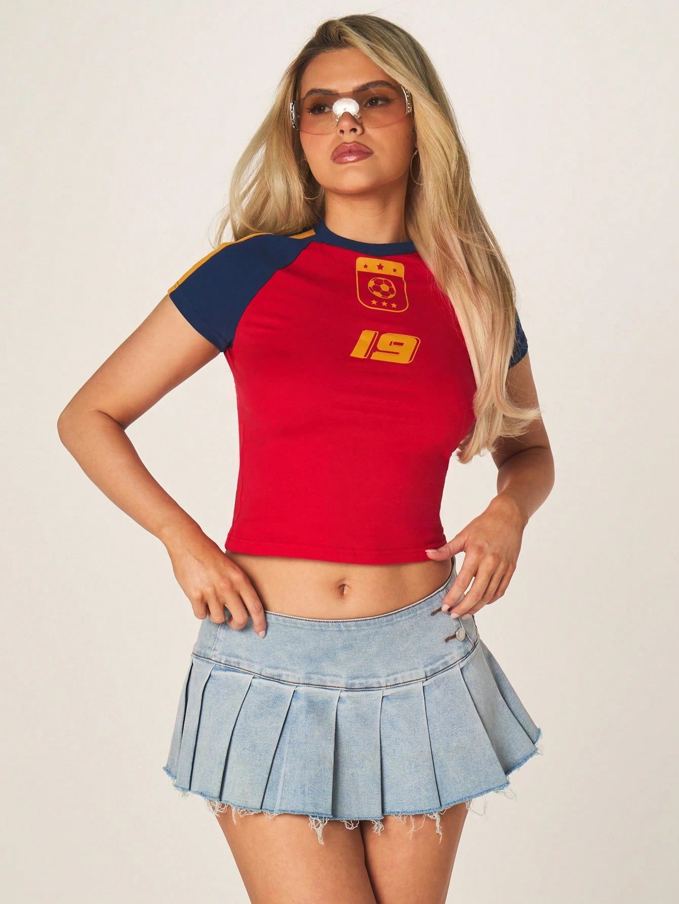 Spain Raglan Sleeve Athletic Logo Badge T-Shirt