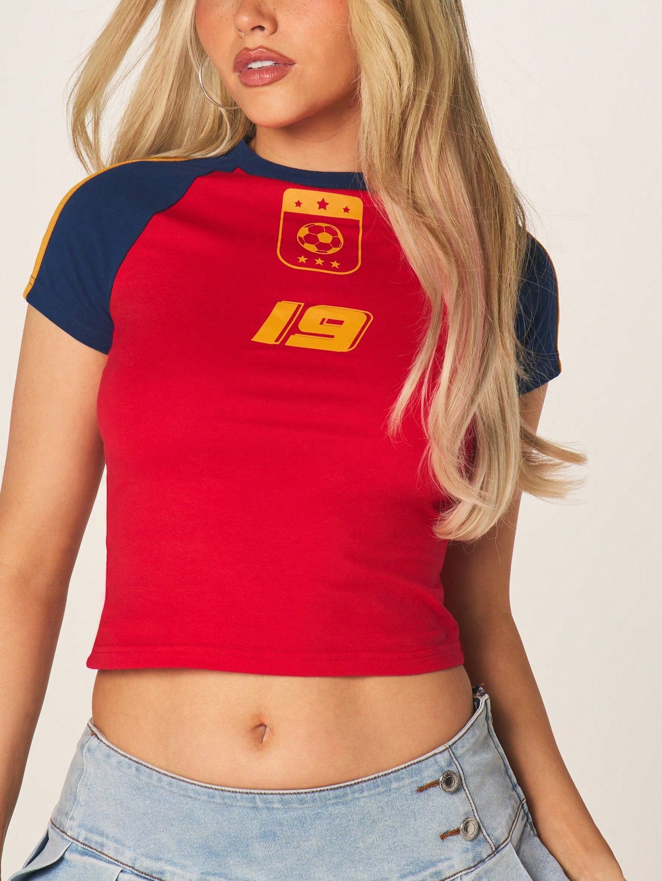 Spain Raglan Sleeve Athletic Logo Badge T-Shirt