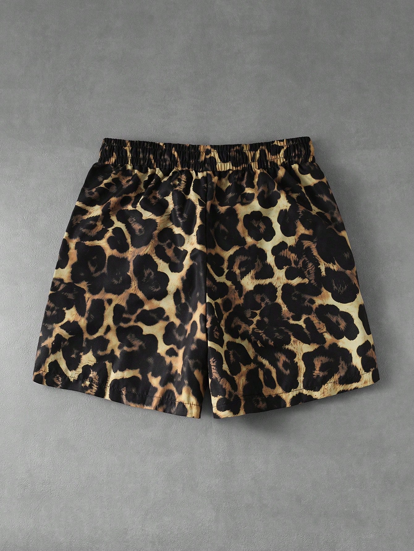 Men's Letter Leopard Print Drawstring Casual Shorts