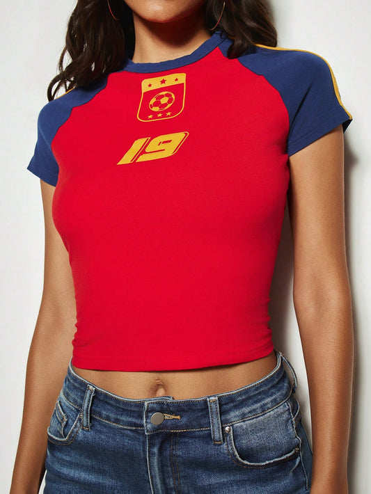 Spain Raglan Sleeve Athletic Logo Badge T-Shirt