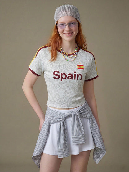 Spain 2026 World Cup Women's Crop Soccer Jersey