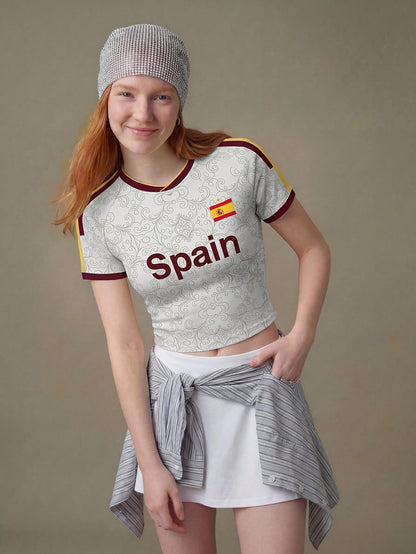 Spain 2026 World Cup Women's Crop Soccer Jersey