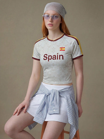 Spain 2026 World Cup Women's Crop Soccer Jersey