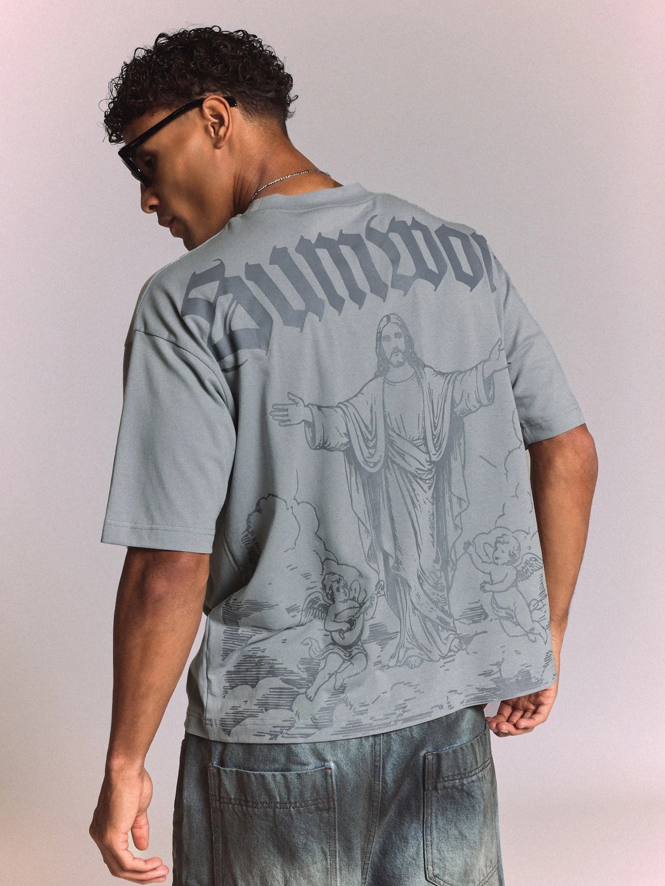 Sumwon Cherub Angel Boxy Crop Graphic Tee