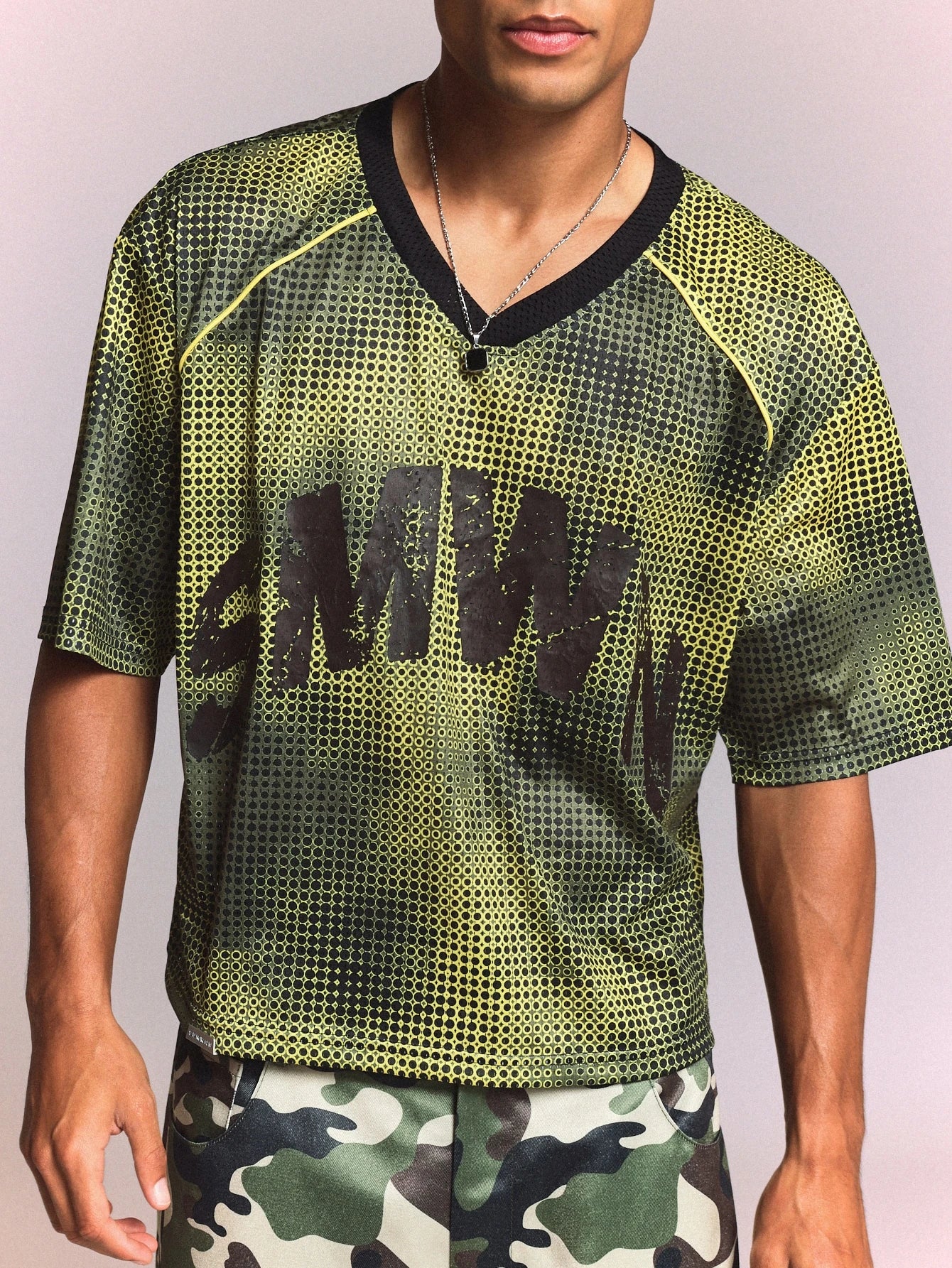V-Neck Graphic Printed Football Jersey Short Sleeve Tee
