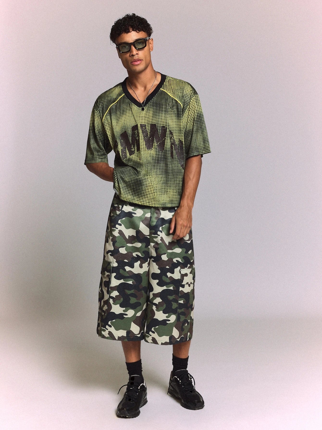 V-Neck Graphic Printed Football Jersey Short Sleeve Tee