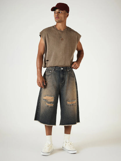 Vintage Washed Distressed Graphic Crop Tank Top