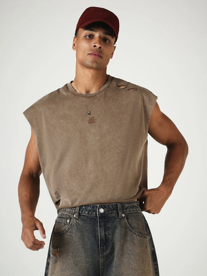 Vintage Washed Distressed Graphic Crop Tank Top