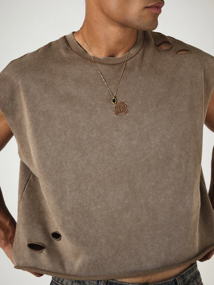 Vintage Washed Distressed Graphic Crop Tank Top