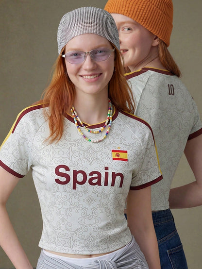 Spain 2026 World Cup Women's Crop Soccer Jersey