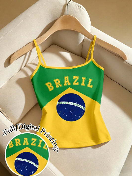 Women Brazil Print Graphic Tank Top