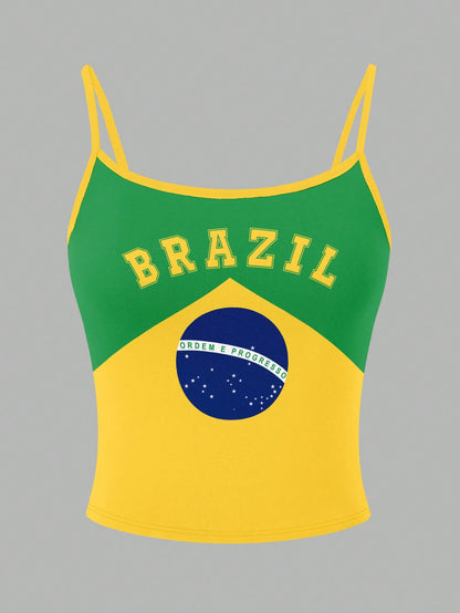 Women Brazil Print Graphic Tank Top