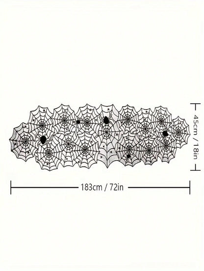 Lace Halloween Spider Web Table Runner