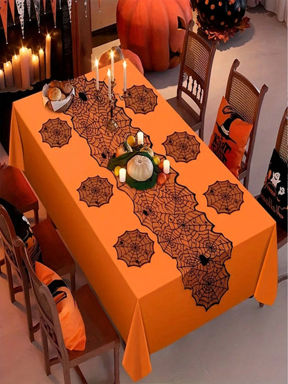 Lace Halloween Spider Web Table Runner