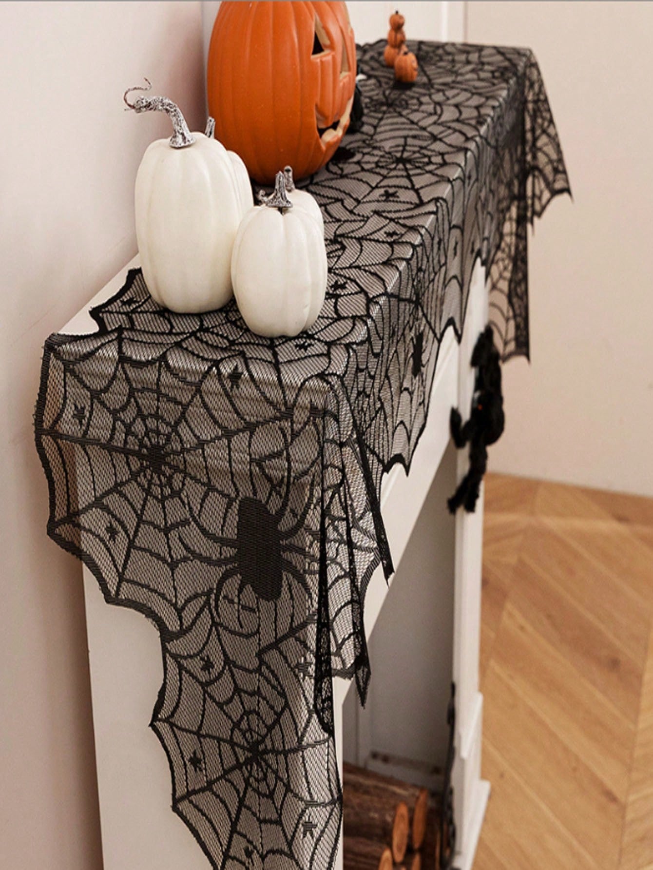 Lace Halloween Spider Web Table Runner