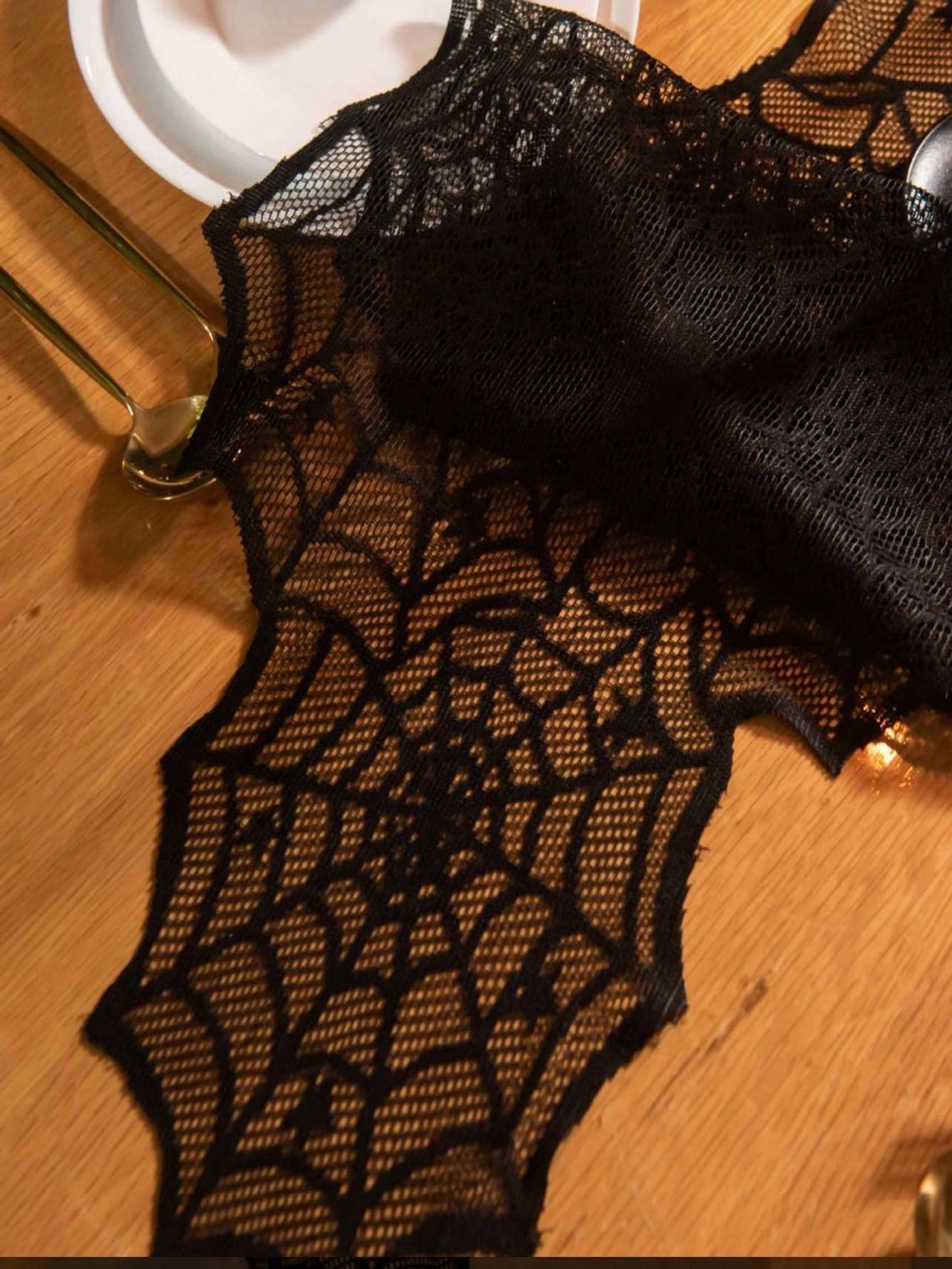 Lace Halloween Spider Web Table Runner