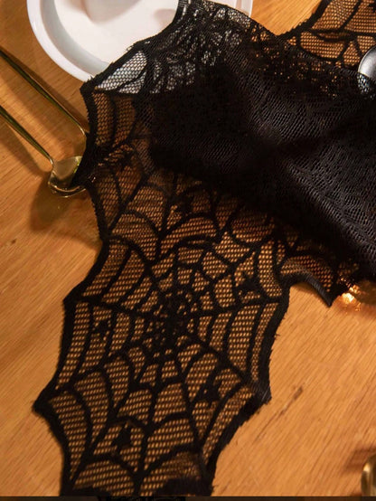 Lace Halloween Spider Web Table Runner