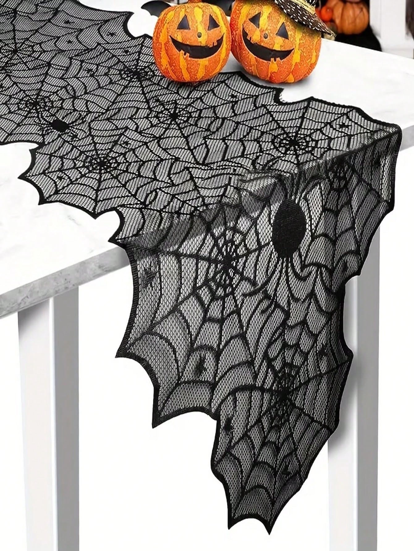 Lace Halloween Spider Web Table Runner