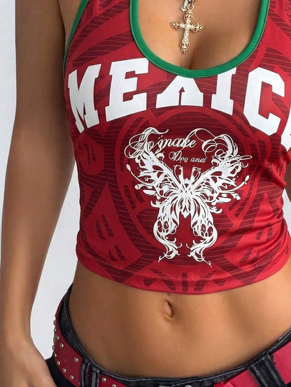 Mexico Soccer Knit Crop Halter Top
