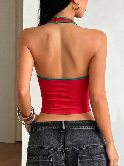 Mexico Soccer Knit Crop Halter Top