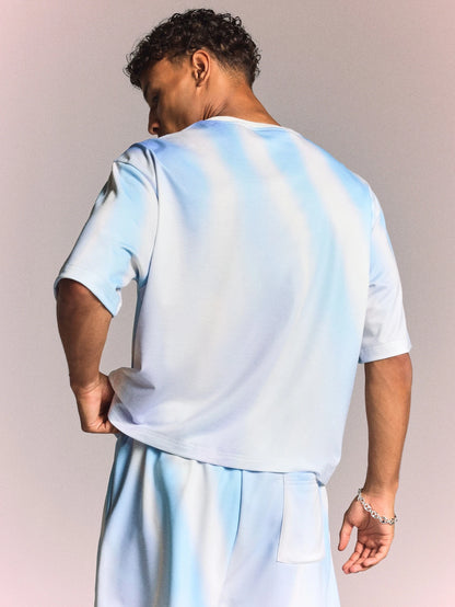 Men Printed Sheer Graphic Streetwear Football T-Shirt