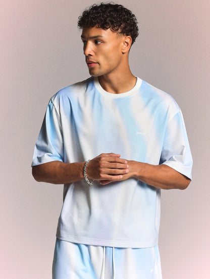 Men Printed Sheer Graphic Streetwear Football T-Shirt