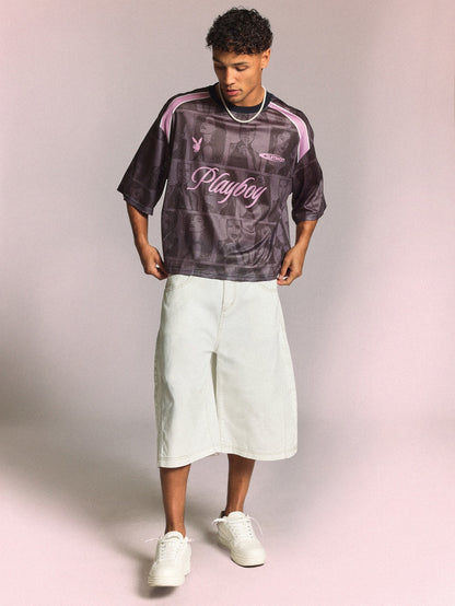 Playboy x Sumwon Boxy Panelled Printed T-Shirt