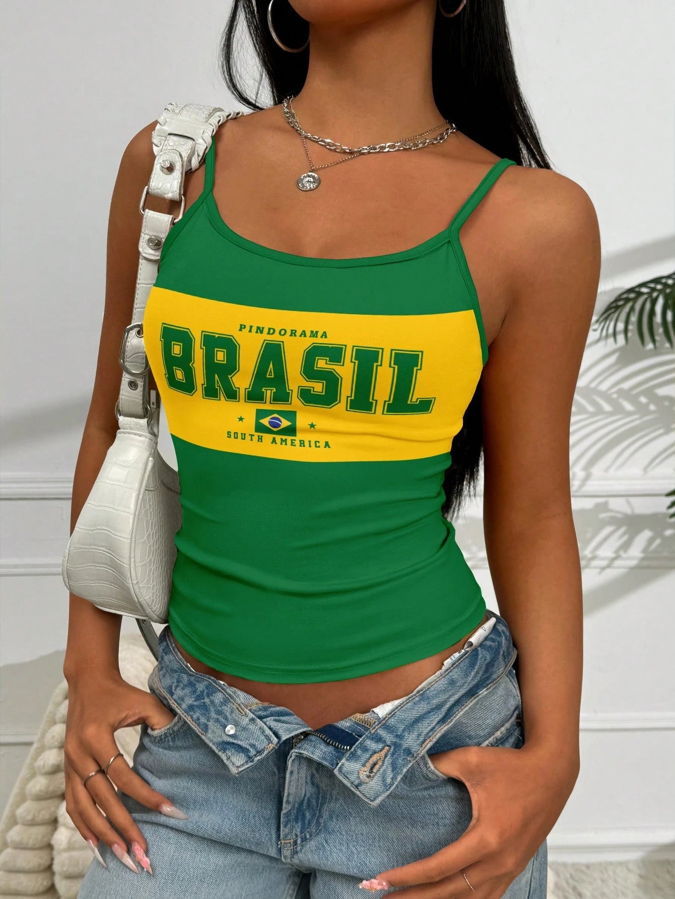 Women Brazil 2026 Football Graphic Baggy Cami Top