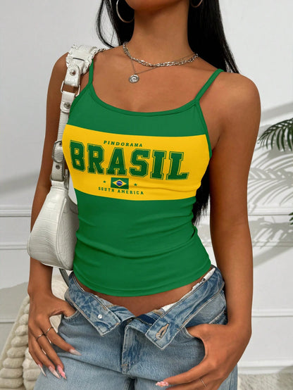 Women Brazil 2026 Football Graphic Baggy Cami Top