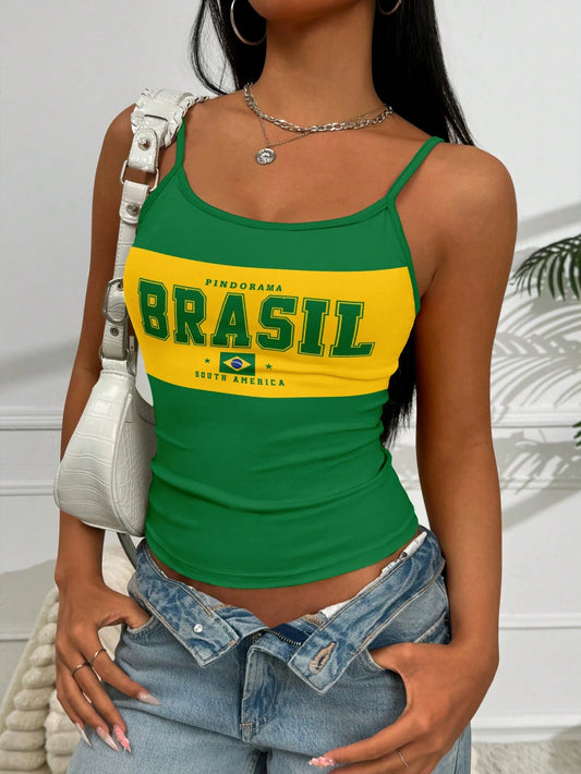 Women Brazil 2026 Football Graphic Baggy Cami Top
