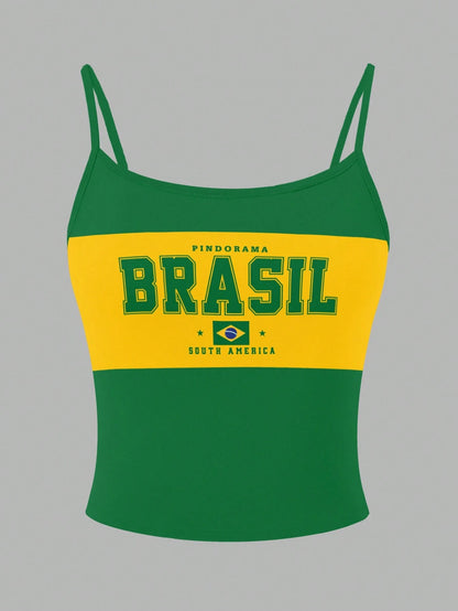 Women Brazil 2026 Football Graphic Baggy Cami Top