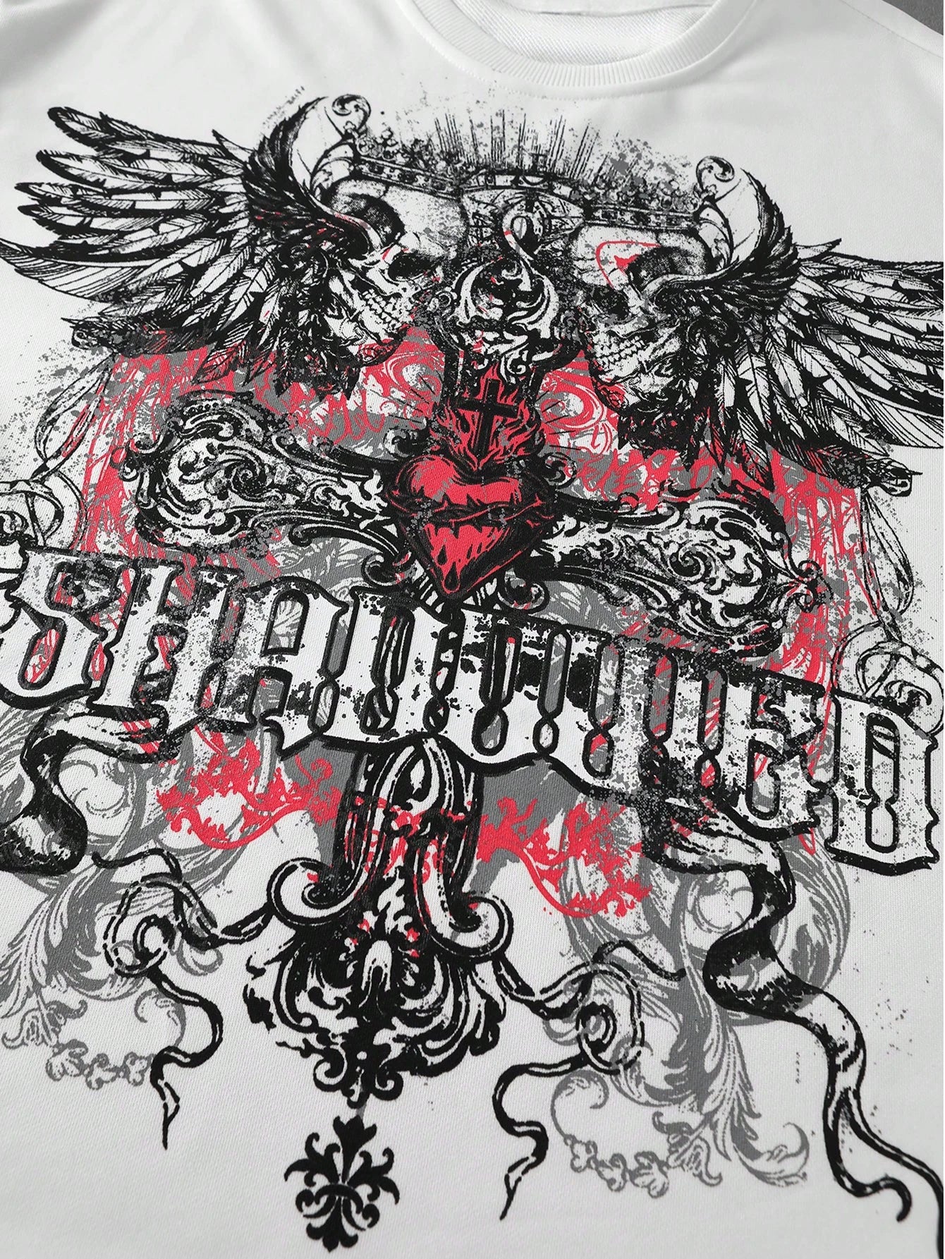 Men Dark Gothic Print Loose Long Sleeve T-Shirt