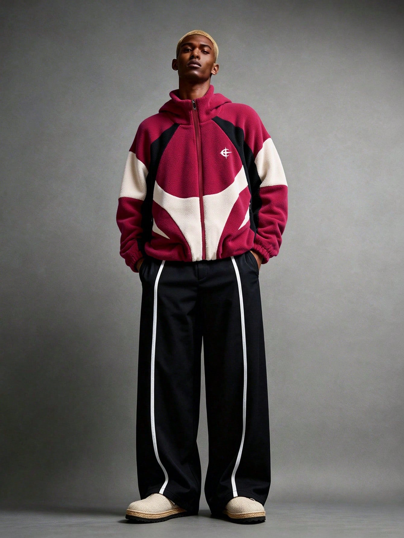 Men's Y2K Patchwork Zip-Up Hoodie Jacket