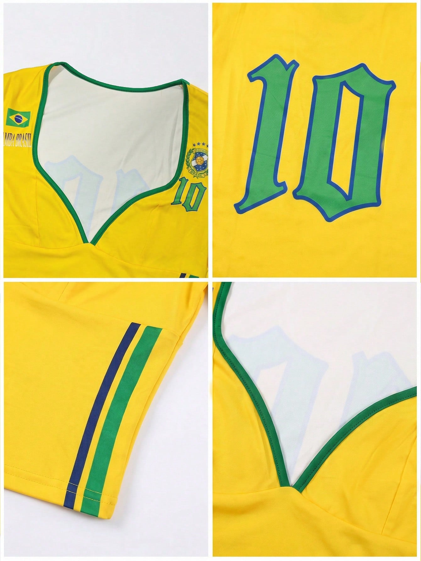 Women's Brazil Mesh Sweetheart Crop Soccer Jersey