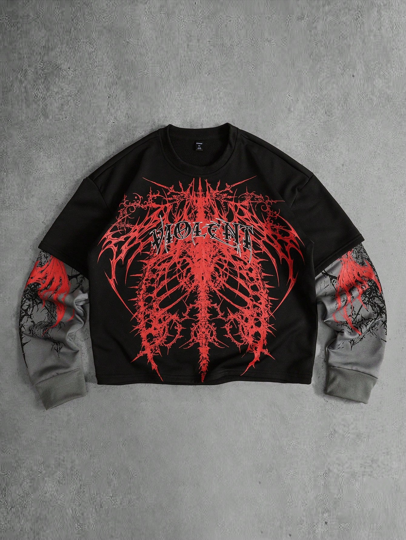 Men Colorblock Patchwork Gothic Print T-Shirt