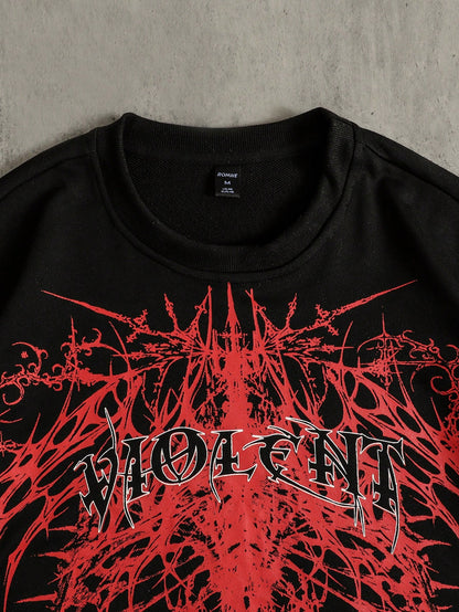 Men Colorblock Patchwork Gothic Print T-Shirt
