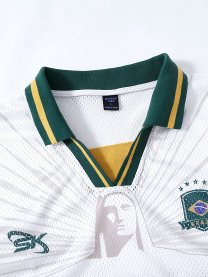 Men's Streetwear Jesus Print World Cup Brazil Jersey