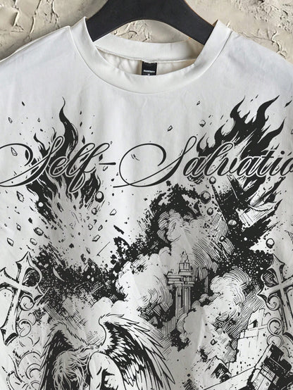 Men's Cotton Boxy Distressed City Graphic Tank Top