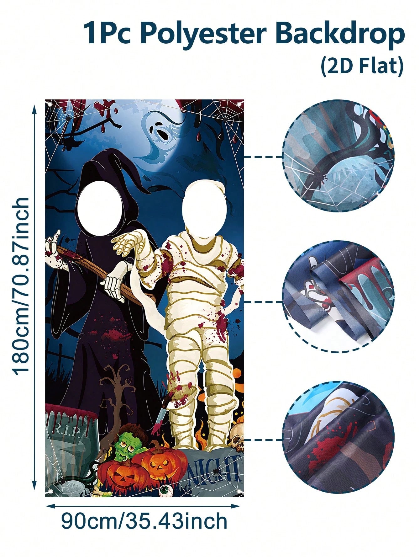 Halloween Ghost Mummy Photo Backdrop Banner